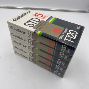 GoldStar STD T-120 VHS Video Cassette Tape 5 Pack Standard Grade Ultra Precise